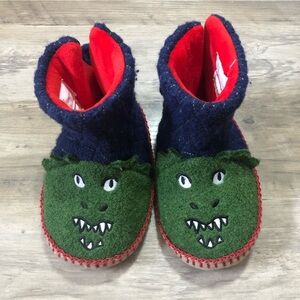 Hanna Andersson Dragon Velcro Wool Blend Character Slippers